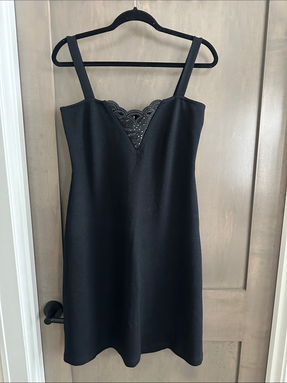 St. John Evening Vintage Wool-Blend Knit Black Cocktail Slip Dress Size 6